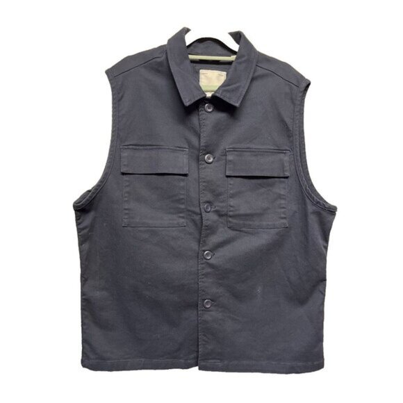 NWT Produkt Women's Heavy Cotton Navy Blue Sleeveless Work Button Down Shirt XL - Picture 1 of 6